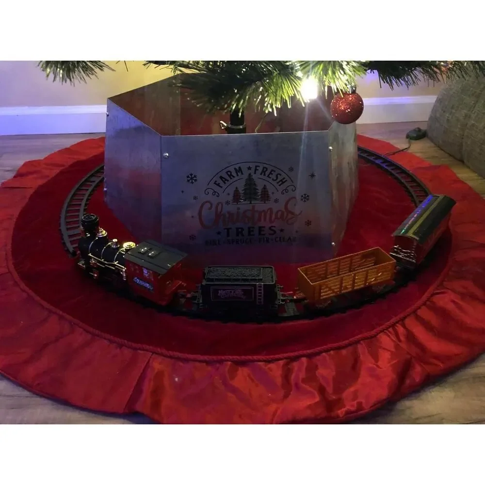 BainGesk Christmas Electric Train Set With Steam Light And Sounds Under The Tree